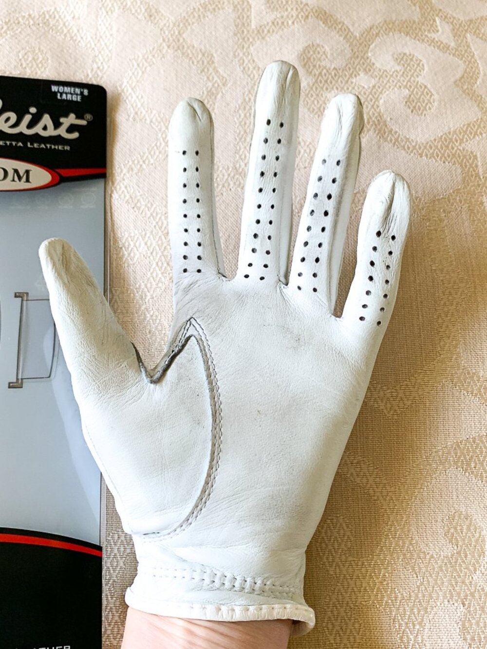 Titleist Women's Golf Glove Left Hand Sz L White Leather Country Club Bear Creek - Picture 2 of 13